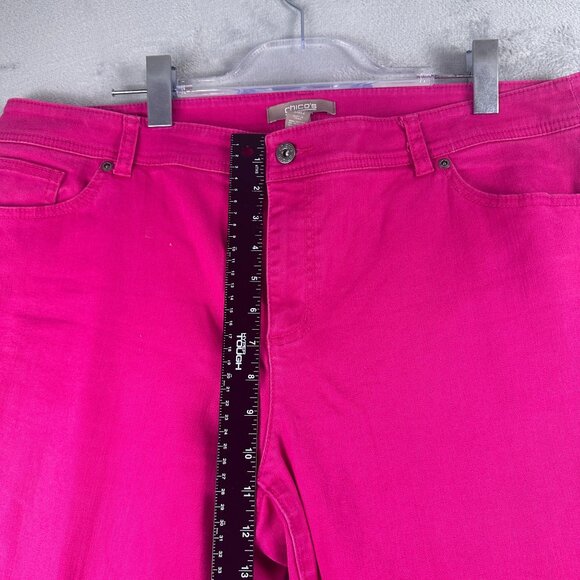 Chico's Cropped Ankle Jeans Womens Size 3 High Rise Five Design Pockets Pink - Picture 8 of 12